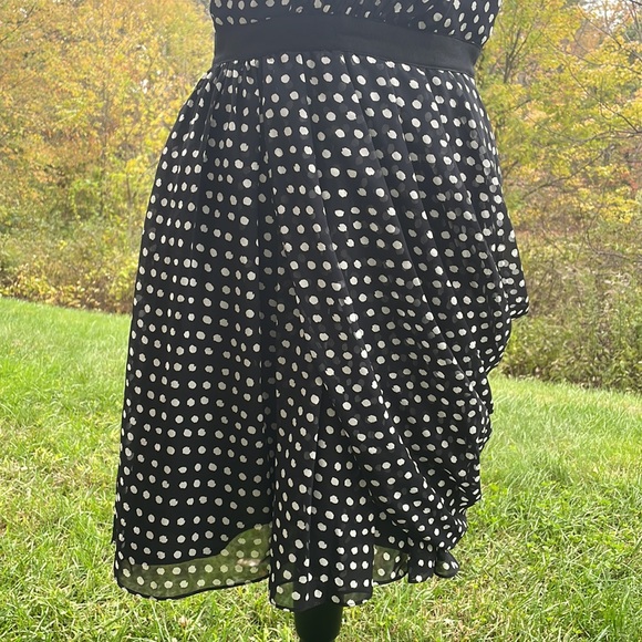 JESSICA SIMPSON ONE SHOULDER CHIFFON COCKTAIL POLKA DOT DRESS SIZE 6 - Picture 5 of 11